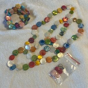 New real Mother of Pearl necklace, bracelet and sterling earrings